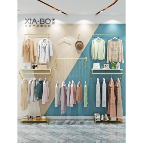 Clothing store wall hanging clothes display stand