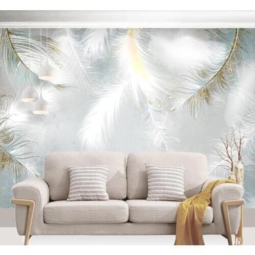 Custom 3D Wallpaper Modern Hand painted watercolor feathers Photo Wall Murals Living Room Bedroom Background Wall Home Decor