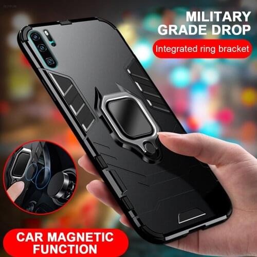 Armor shockproof case for huawei p30 lite p20 pro honor 10 lite 20 9x 8x 8a 8s y6s y9s p smart 2019 car holder ring case cover