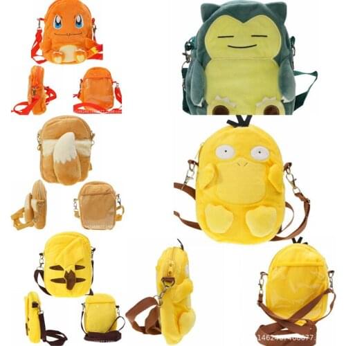 Pokemon Pikachu Snorlium Z Psyduck Charmander Eevee Backpack Baby Bag Shoulder Bag Children and Youth Multi-function Coin Purse