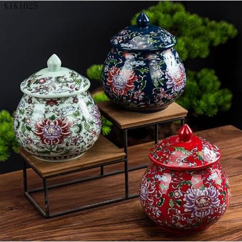 Blue and White Porcelain Tea Caddy Ceramic Airtight Pot Home Candy Coffee Bean Grain Storage Container Tea Box Home Decoration