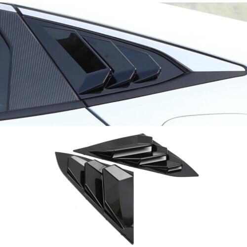 Car Styling 2PCS ABS Shiny Black Rear Window Louvers Triangle Shutters Cover Trim for Honda Civic 4dr Sedan 2016 2017 2018 2019