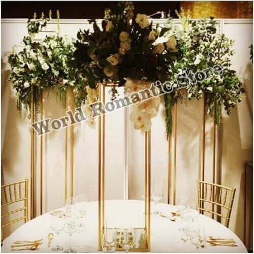 Wedding Stand metal Road Leads Gold Flower vase Table Centerpiece 10pcs/lot