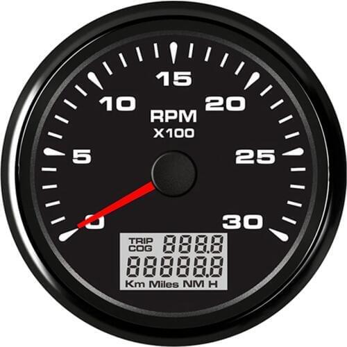 85mm White Marine Tachometer Gauge Boat RPM Tacho meter Diesel Engine Gauge 3000RPM Red Backlight with Hour meter 12V 24V