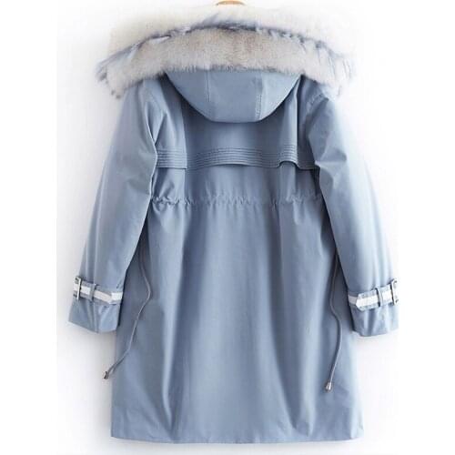 Rabbit Fox Collar Rex Warm Winter Coat Real Fur Parka Women Clothes 2020 B22F92476 YY226