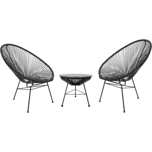 New design nordic outdoor cane chair 3 sets outdoor balcony recreational wicker plait cane chair small tea table combination