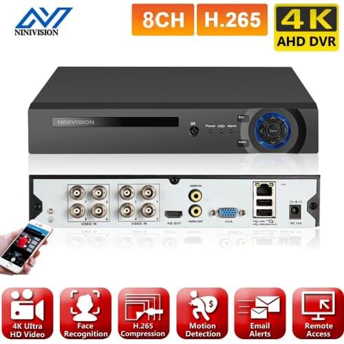 8CH 8MP 6in1 HD TVI CVI XVI AHD IP Security DVR Recorder H.265 Digital Video Recorder With Smart Face Motion Detection Playback