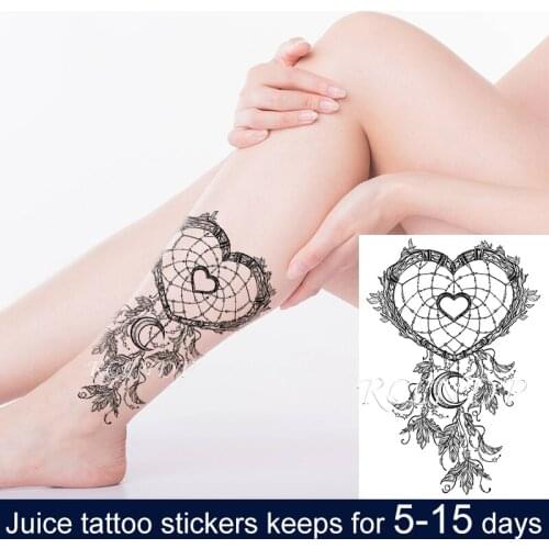 Waterproof Temporary Juice Tattoo Sticker Dreamcatcher Love Heart Pattern Moon Lunar Flash Tatoo Fake Tatto Art for Men Women