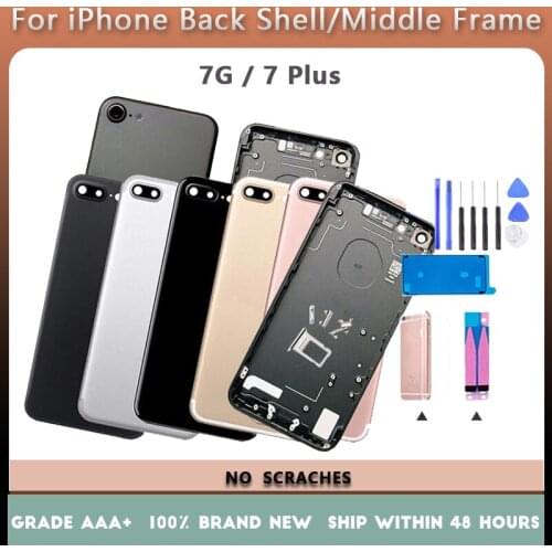 Back Cover For iphone 7G 7 Plus Back Housing Cover High Quality Rear Door Chassis Middle Frame Rear Housing SIM Tray +Side Key