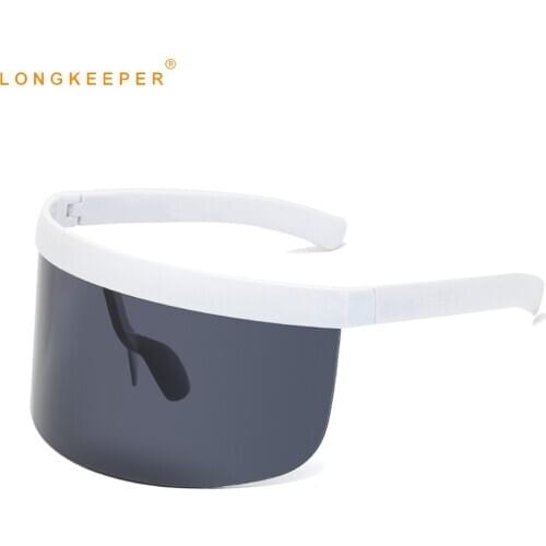 LongKeeper Fashion Shield Visor Sunglasses Women Men Fashion One Piece Windproof Sun Glasses Unisex Big Frame Windproof Goggle
