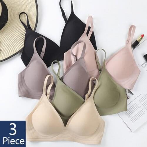 1/2/3Pc Latex Seamless Bra Push Up Bralette Underwear Bras For Women Cooling Gathers Shock-proof Female Intimate Comfortable Bra