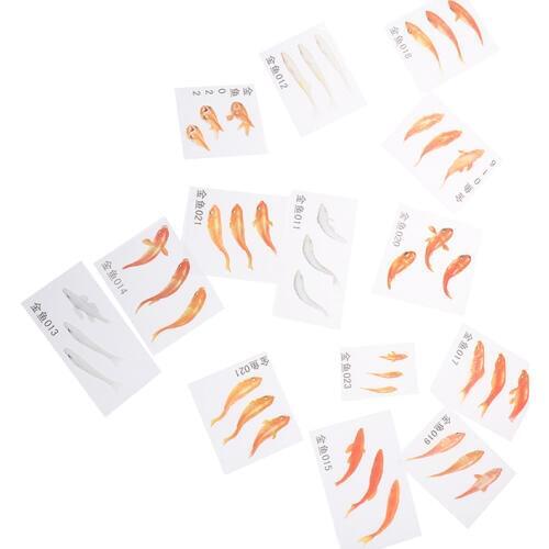10Pcs 3D Green Leaf Real Goldfish Clear Water Grass Film Sticker for DIY Painting Jewelry Making Accessories