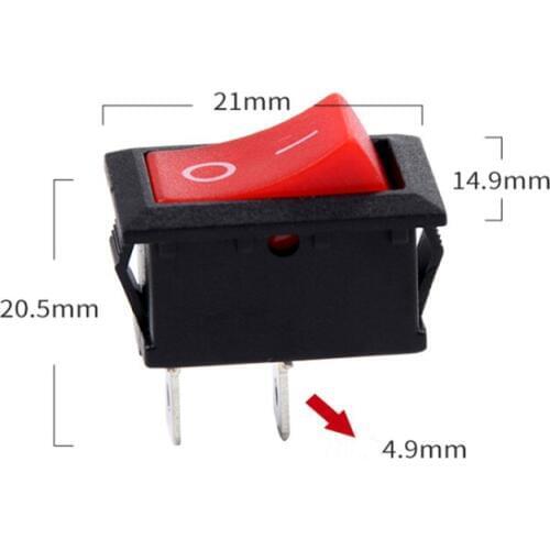 10PCS KCD1 Red Boat Car Rocker Switch On-Off 2Pin 3Pin 6A 220V 10A 125V Button 15*21mm