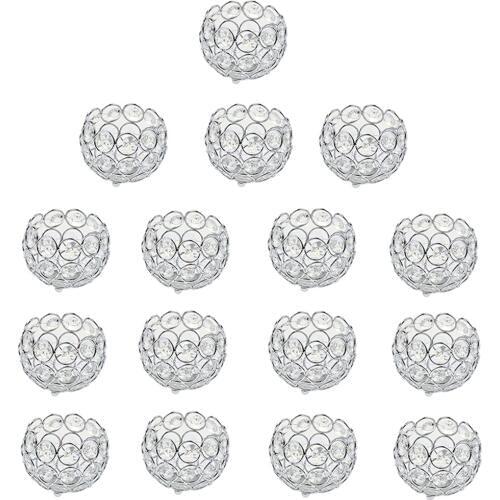 16 Pieces Crystal Candle Holder Home Banquet Candlestick Table Centerpiece