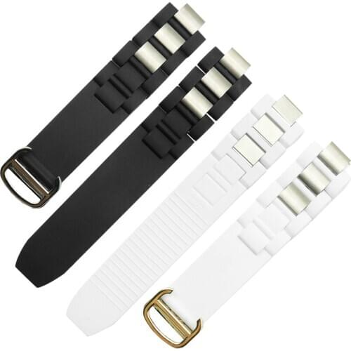 20mm*10mm Black Replacement Silicone Rubber Watch Band For 21 Chronoscaph W10198U2 W10125U2 W10197U2 W10184U2