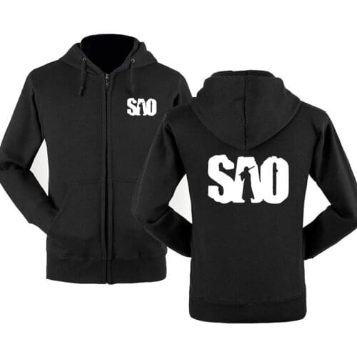 2021 SAO Sword Art Online Hoodies Men Harajuku Sweatshirt Anime Fans Clothes Fleece Zipper Hooded Tracksuit Male Casual Hoody