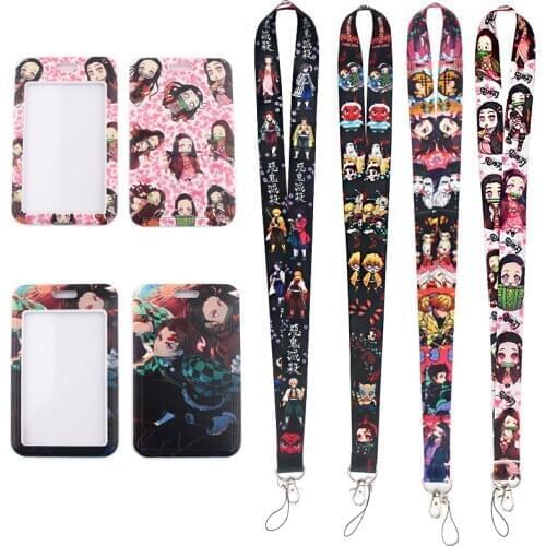 24pcs/lot MD229 DMLSKY Anime Id Card Holders Case With Mobile Phone Strap Badge Camera USB Holder Neck Rope Lanyard with Keyring
