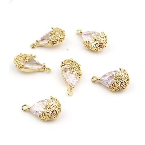 5pcs Fashion Lace Crystal Charms For Earring Pendant Findings Diy Transparent Drop Earring Necklace Bracelet Charms Jewelry Make