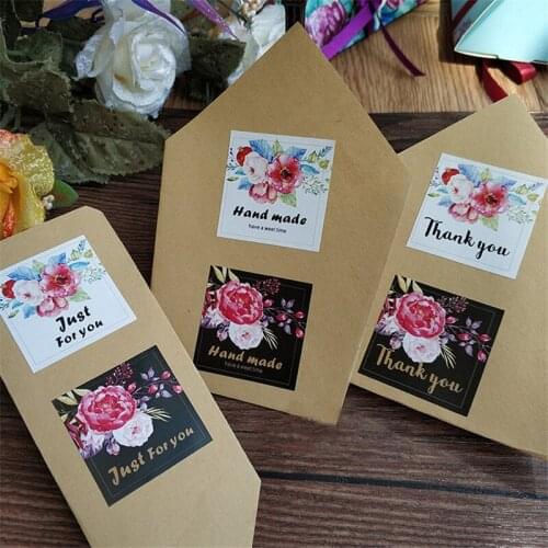 80pcs Two color flowers just for you seal sticker thank you sticker hand made sticker Self-Adhesive stickers DIY Packaging Label