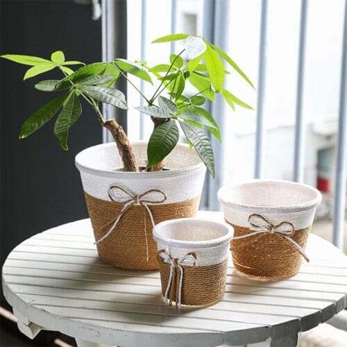 Paper Rope Woven Planter Basket Square/Round Home Decoration Succulent Pots Cactus Planter Home Gardening Plant Planting