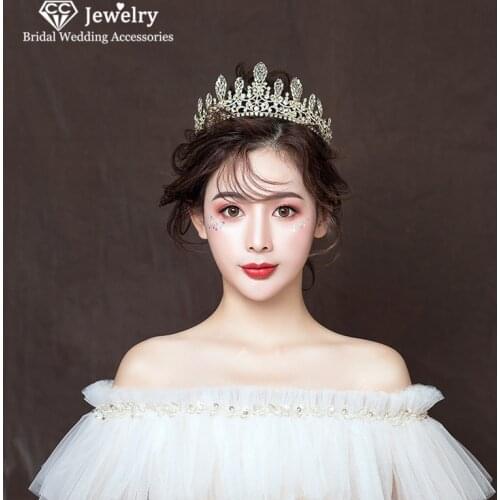 CC Crown Tiara Baroque Style Wedding Hair Accessories for Women Bridal Hairwear Queen Headwear Shine Cubic Zircon Party HG1191