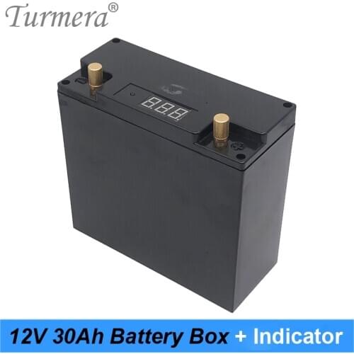 Turmera 12V 30Ah Battery Box Storage Case with Capacity Indicator Build 48Piece 18650 Battery for Uninterrupted Power Supply 12V
