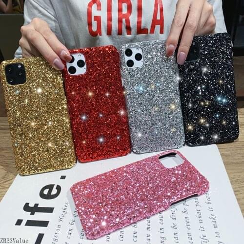 Luxury Sparkle Glitter Phone Case for IPhone 11 Pro XS X Xr Xs Max 8 7 6 6s Plus SE2020 12 Mini Christmas Sequins Slim Cover