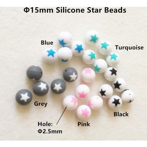 Chengkai 50pcs 15mm BPA Free Silicone Star Beads DIY Baby Bracelets Teether Chewing Jewelry Toy Teethering Necklace Accessories