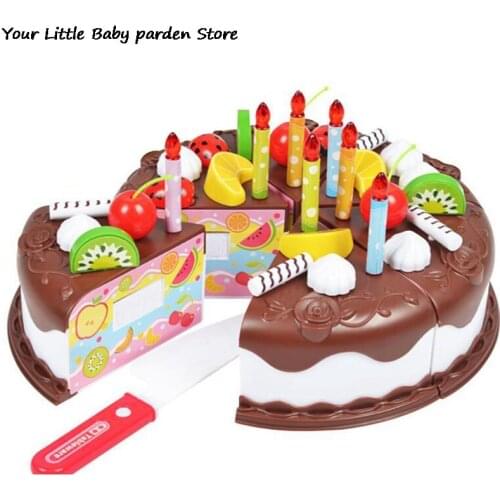 Children Pretend Play Cutting Birthday Toy Play House Fruit Cake Food DIY Kitchen Toys Boy Girl Educational Baby Kids Gift