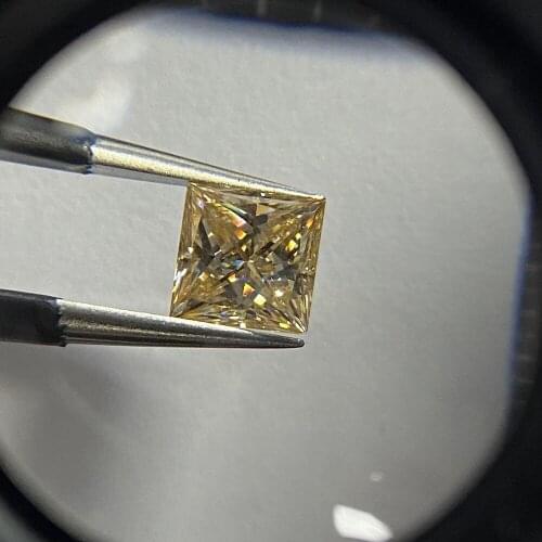 5*5mm To 12*12mm Square Princess Cut Yellow Golden Moissanite Synthetic VVS1 Gemstone