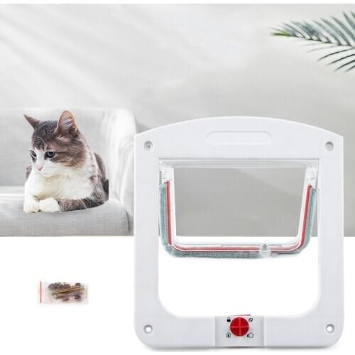 Pet cat/dog door with 4 modes to adjust freely enter and exit the door glass door puppy door hole