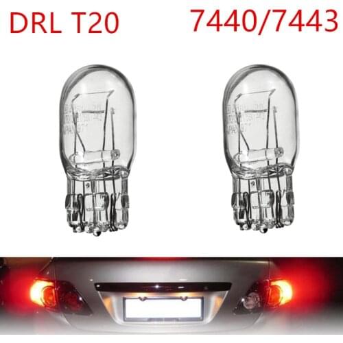2pcs T20 7443 7440 W21/5W Halogen Bulb Clear Glass Daytime Running Light Turn Signal Light Stop Brake Tail Bulb Bulbs 3800K