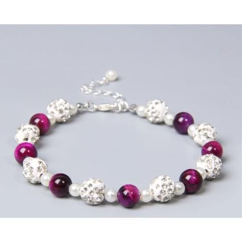 Crystal European Bracelets Precious Stone Beads Natural White Pearls Bangles Adjustment Buckle Chains Women Girls Jewelry Gifts