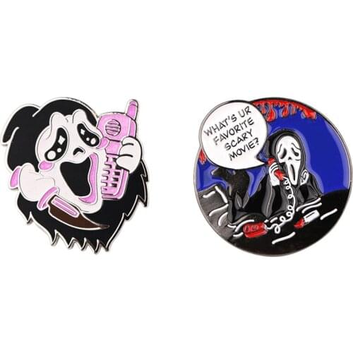 J2741 Funny Ghost Make a call Enamel Pins and Brooches Lapel Pin Backpack Bags Badge Clothing Decoration Gifts