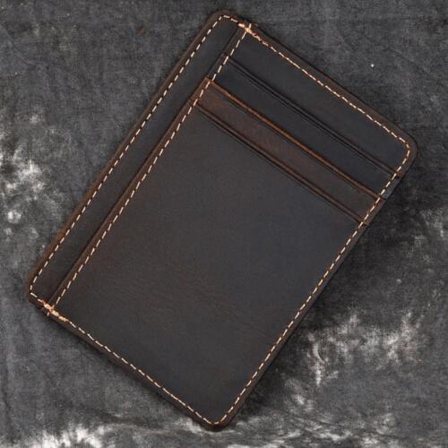 New Crazy Horse Cowhide Coin Multi-Cards Purse Vintage Pocket Mini Money Bag Genuine Leather Men Credit Card Holder Wallet