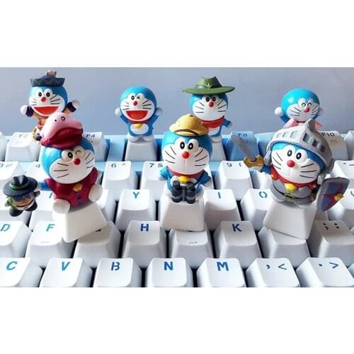 Cartoon Anime Modeling Keycaps Blue Cute Stereo for Doraemon Nobita Shizuka Cute Keyboard Keycap Personality Design Replacement