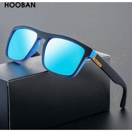 HOOBAN Fashion Hiking Sunglasses Men Women Stylish Fishing Polarized Sun Glasses For Male Vintage Square Unisex Eyeglasses UV400