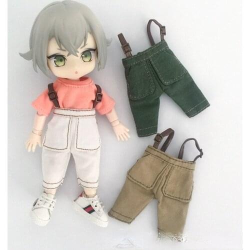 New Ob11 Doll Clothes Cute Overalls Handsome Jeans Pants 1/12 Doll House 16cm BJD GSC Obitsiu 11 Universal Accessory