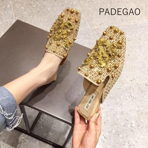 New Arrival Fashion Women Slippers 2020 Casual Flock Crystal Women Slippers Basic Shoes
