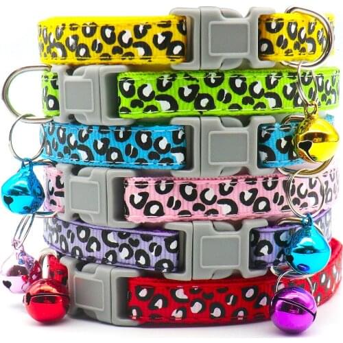 100PCS Leopard Cat Dog Collar Adjustable Buckle Dog Cartoon Funny Pet Collars Leads Cat Pet Id Tag Accessories Animal Goods