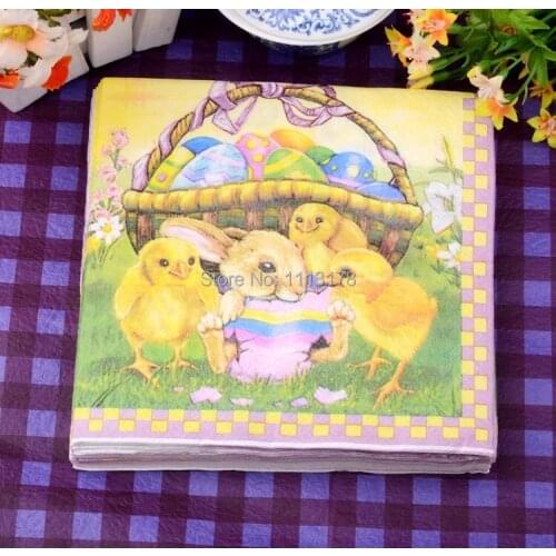 Easter napkins color printing paper towels chick bunny Wedding party napkins Napkin Paper 60% Virgin Wood napkin free shipping