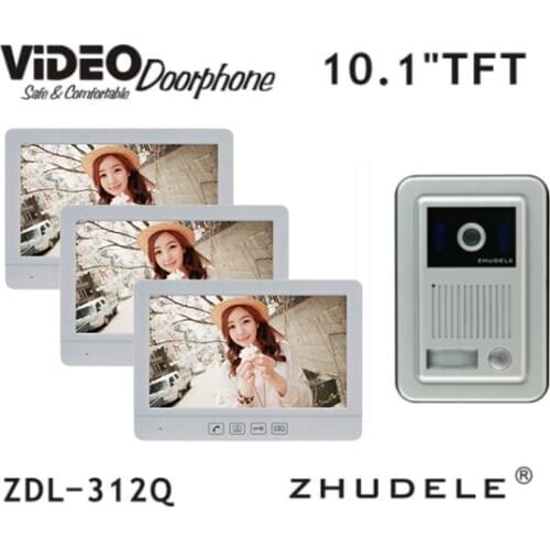 ZHUDELE Wired 10.1" Color TFT LCD Touch Monitor Video Door phone Intercom System With 1 Waterproof Doorbell Camera IN STOCK
