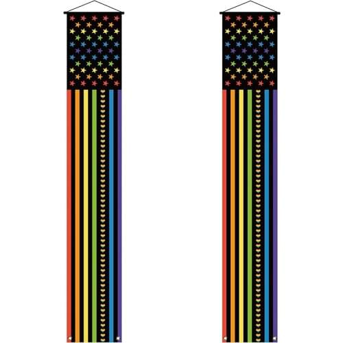 Pride Month Rainbow Porch Banner LGBT Strip and Star Gay Lesbian Pansexual June Front Door Wall Sign Party Supplies Hot Selling