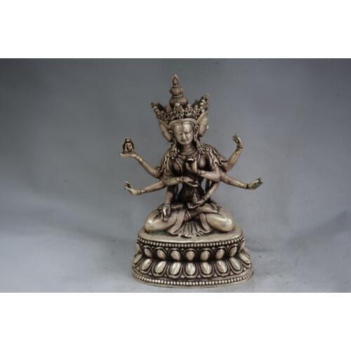 Rare MingDynasty Silver Carving/ Statue---Six hand Buddha statues , best collection&adornment,free shipping