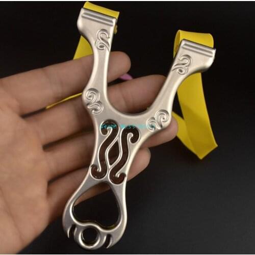 Professional Hunting Slingshot High Quality Zinc alloy Catapult with Flat Rubber Band Outdoor Shooting Game Sling Shot Set