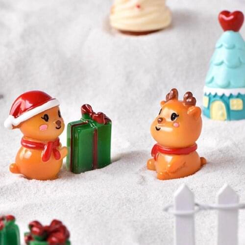 Christmas Snowman Figurine Multi-color Small Size Santa Christmas Tree Figurines Landscape Ornament Cake Fairy Garden Decor
