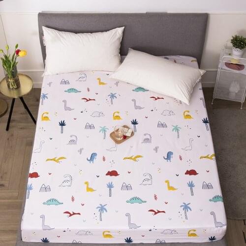 Pink Dinasour Mattress Cover Cartoon Cute Lovely Kids Mattress Protector Pad Fitted Sheet Separated Bed Linens with Elastic