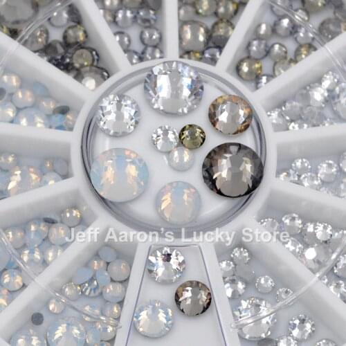 Mixed style 3d nail art decorations rhinestones hot wheels glitter nails accessoires supplies tool clear black