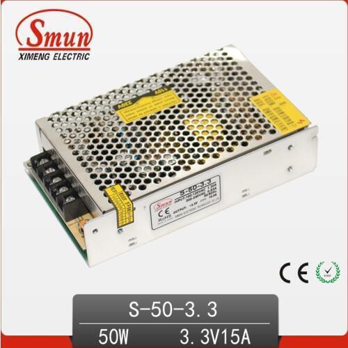SMUN S-50-3.3 AC 110V/220V to DC 3.3V 15A 50W Switch Power Supply