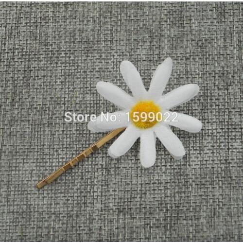White Daisy Clip Hair Ornaments Wedding Accessories Bride Bridesmaid Women Girls Fairy Party Fabric Flower Barrette 4cm 6cm